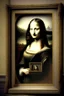 Placeholder: Mona Lisa, stepping out of the picture frame, at the Louvre