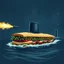 Placeholder: A submarine sandwich firing a torpedo.