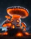 Placeholder: An illogically floating mushroom house on a clear night. white and white and orange, Stars Dark cosmic interstellar. Detailed Matte Painting, deep color, fantastical, intricate detail, splash screen, hyperdetailed, insane depth, concept art, 8k resolution, trending on Artstation, Unreal Engine 5, color depth, backlit, splash art, dramatic, High Quality Whimsical Fun Imaginative Bubbly, perfect composition