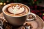 Placeholder: plaid christmas mug of capuccino