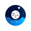 Placeholder: Logo, vector, clean, circle logo with a face looking up at the moon clouds and stars