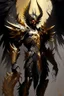 Placeholder: an image of a demonic creature with wings, archaon the everchosen, ornate supreme demon overlord, diablo digital concept art, diablo concept art, epic exquisite character art, omen from valorant, concept art of omegamon, angelic golden armor, infernal art in good quality, dark fantasy character design, black and golden armor, saint michael the angel