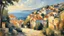 Placeholder: Style Cézanne, calm beauty, sunlight, French village on the coast, peaceful, beautiful composition, exquisite detail