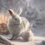 Placeholder: white rabbit, natural pigment, extremely sharp detail, finely tuned detail, ultra high definition, 8 k, unreal engine 5, ultra sharp focus, winter ambiance