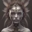 Placeholder: Portrait of beautiful girl, face dept of field,face shining, plant, metal, feathers,central weight average, CWA Dryad, fae, sidhe, ominous, nature, plants, wildflower sparkle,wildflower 3d view, facepaint, dnd character portrait, intricate, oil on canvas, masterpiece, expert, insanely detailed, 4k resolution, retroanime style, cute big circular reflective eyes, cinematic smooth, intricate detail , soft smooth lighting, soft pastel colors, painted Renaissance style,sharp fucus, bokeh,macro lens,