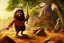 Placeholder: caveman holding a club, cave, cave bear, campfire, stone age, cave art, masterpiece, mellow, dawn, trending on artstation, fine detail, old,