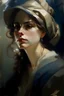 Placeholder: woman face fashion . She is at peace. zorn oil painting