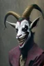 Placeholder: A picture of a goat in the form of a joker, a professional, high JPEG image