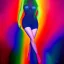 Placeholder: Full body portrait, painting, medium shot lady nuclear waste glow rainbow eyes