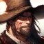 Placeholder: Clear focus, High resolution, max detail, Portrait, bearded, Gunslinger, Cowboy, cowboy hat, serious face, Blood Splatter