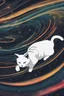 Placeholder: high quality, beautiful and fantastically designed silhouettes of colorful cat due to gravitational waves, beautifully designed wavelengths, very weak vibrations caused by fluctuations in the gravitational field of the universe, wave nature, stretching and compression, by yukisakura, awesome full color,