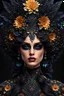 Placeholder: detailed full body attractive lady, insanely detailed and intricate, hypermaximalist, ornate top, black hairs, make-up eyes, black environment, isometric view, embroidered detailed texture, zoom out, bloom, black atmosphere and dark shades, blacke haze, cinematic lighting, highly detailed, full quality, detailed face, sharp focus, very intricate, generative artist, volumetric lighting, epic Composition, octane, 16k, –v 4 –chaos 80