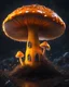 Placeholder: A solitary floating mushroom house on a clear night. silver and yellow and orange, Dark cosmic interstellar. Detailed Matte Painting, deep color, fantastical, intricate detail, splash screen, hyperdetailed, insane depth, concept art, 8k resolution, trending on Artstation, Unreal Engine 5, color depth, backlit, splash art, dramatic, High Quality Whimsical Fun Imaginative Bubbly, perfect composition