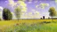 Placeholder: Sunny day, prairie, tree, flowers, alfred sisley painting