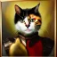 Placeholder: Oil on canvas portrait of a cat with armor Rembramdt style 8k