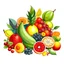 Placeholder: fruits illustration, white bckground