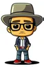 Placeholder: Vectores imágen of Gustavo Petro serious with hat, jeans and shirt no lentes speaking in a speech full body chibi