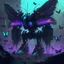 Placeholder: army of neon black butterfly mech robot in space grave yard