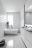 Placeholder: Dame el interior de un baño completo y que se vea completo estilo minimalista