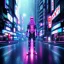 Placeholder: photo of a ninja in an alternate universe in tokyo; cyberpunk; realistic; rain; neon signs