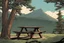 Placeholder: lookout, picnic table, mountain, forest,, comic book,,, cinematic