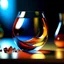 Placeholder: minimalist and stylized rube goldberg of mixed 3d glass with refraction and caustic effect, studio lighting, gallery cyc background, cinematic, dramatic angle, depth of field