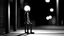 Placeholder: stickman figure sadly sitting under a street lamp