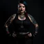 Placeholder: Picture of a photrealistic, lifelike,young 33 year old chubby extreme tatood girl with big scary knifes in her hands and a 46 years old extreme tatooed woman, dressed in gothpunk clothing and boots,