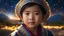 Placeholder: little very young Tibetan boy, beautiful, peaceful, gentle, confident, calm, wise, happy, facing camera, head and shoulders, traditional Tibetan costume, perfect eyes, exquisite composition, night scene, fireflies, stars, Himalayan view, beautiful intricate insanely detailed octane render, 8k artistic photography, photorealistic concept art, soft natural volumetric cinematic perfect light, chiaroscuro, award-winning photograph, masterpiece, Raphael, Caravaggio, Bouguereau, Alma-Tadema