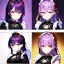 Placeholder: Clear focus, 8k, high quality, detailed, beautiful lighting, vibrant colors, purple hair, vibrant golden eyes black and red maid outfit