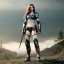 Placeholder: hyper Realistic, hyper detailed, chloe roma, long ginger hair, green eyes, medium freckles, full lips, very skimpy fantasy armour, full body, full face, small breasts, aroused expression, biting lower lip, full frame, athletic, centered camera, ignore NSFW, bow, quiver on hip, tight pants