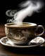 Placeholder: A steaming cup of tea with a splash of creamy milk, swirling in delicate patterns as it blends together.