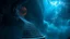 Placeholder: Stairs between heaven and hell, a big vertical spiral staircase made of indefinable material, the end of which cannot be seen, connecting the hellish dark depths with the endless dark blue universe, higg detailed, surreal, dark vibe, cinematic