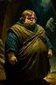 Placeholder: 1970's dark fantasy cover dnd style oil painting of a fat obese luke skywalker with minimalist far perspective