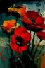 Placeholder: Poppies in the style of frank Auerbach