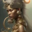 Placeholder: sango fantasy, fantasy magic, intricate, sharp focus, illustration, highly detailed, digital painting, concept art, matte, artgerm and paul lewin and kehinde wiley, masterpiece silver elephant head bronze Asian African girl nice breast Afo hair turquoise sun rain waves