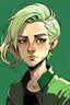 Placeholder: androgynous blonde green eyed smirking teen by gabriel picolo