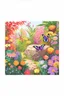 Placeholder: a striking, purple butterfly on a rock in a colorful garden background , child book illustration style, butterfly must be the same as reference image