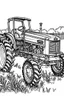 Placeholder: Outline art, no shading, tractor vehicle , cartoon style, black and white, low detail, --ar 9:11