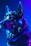 Placeholder: portrait of cyberpunk dog,purple blue color,high key lighting,volumetric