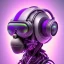 Placeholder: A beautiful portrait of a cyborg monkey purple neon color scheme, high key lighting, volumetric light high details psychedelic background