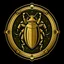 Placeholder: Create an elegant shield logo with a cockroach in the middle, holding a gold coin