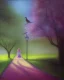 Placeholder: park mystical dream, park bench, man, woman, child, dog, trees, path, bird, sunshine, mystical, fantasy, romanticism, pastel colors, daylight, daytime, acrylic painting, detailed, soft focus,