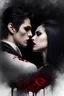 Placeholder: male vampire biting the neck of a young woman, dark fantasy, photorealistic