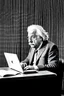 Placeholder: albert einstein in with laptop