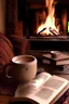 Placeholder: cozy book, tea, and fireplace