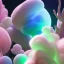 Placeholder: deep underwater cave scene, cottoncandypunk, pixar style, volumetric cotton candy environment and background, extreme close-up of a large amount of cotton candy, random neon rgb, multicoloured, translucent, glowing aura, realistic shaded hdr, hdri, ambient occlusion, backlight, sss, centered camera, octane render, volumetric clouds, sunlight caustics, concept art by sam curry