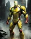 Placeholder: Super Iron Man, and yellow armor, kryptonite powered, built by wayne enterprises, batman,