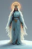 Placeholder: good low poly meerwoman priest woman with long fur all over her entire body and bright aura