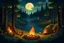 Placeholder: mittsommerfest lagerfeuer fluss wald sommer mond